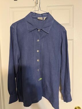 Chico’s Long-Sleeve Blue Button-Up Shirt Large